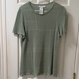 Chico's Sage Green Textured Short Sleeve Sweater